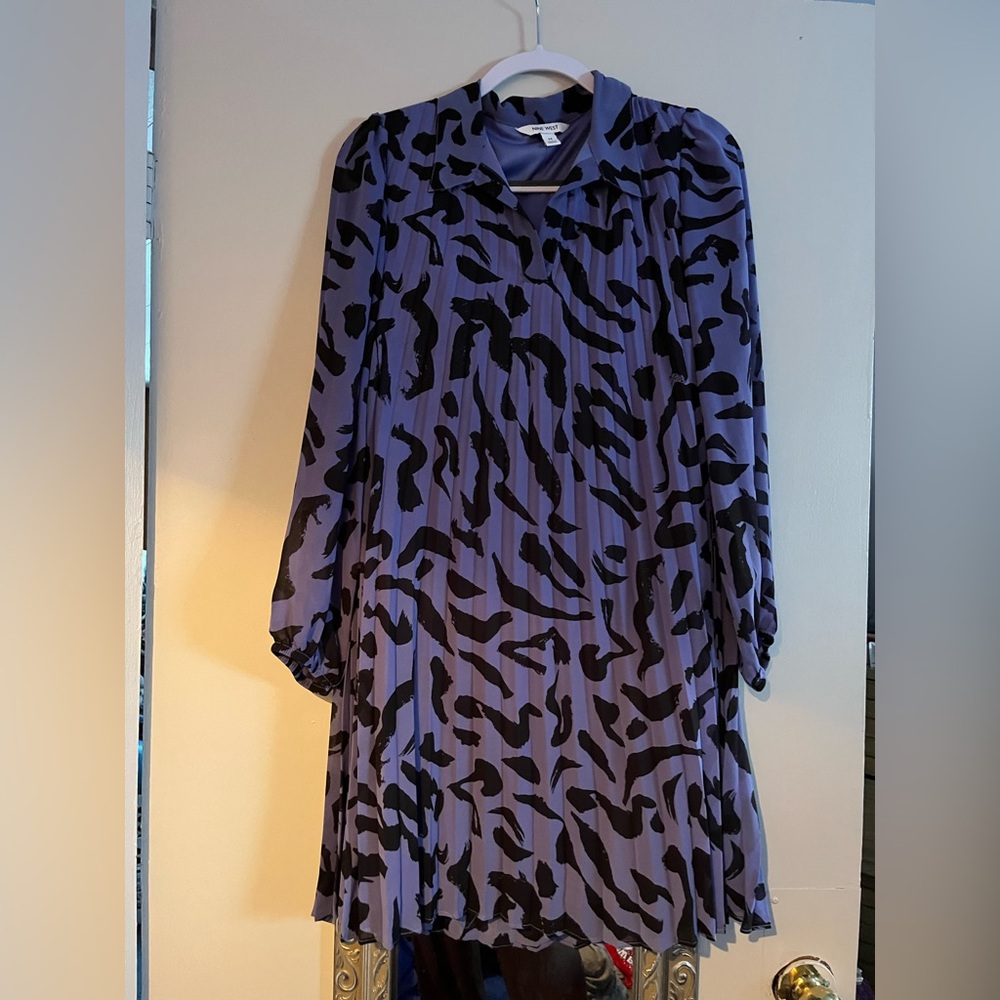 Nine West Purple and Black Long Sleeve Dress